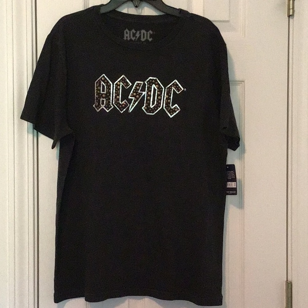 Lucky brand AC/DC tee with stud design on front.